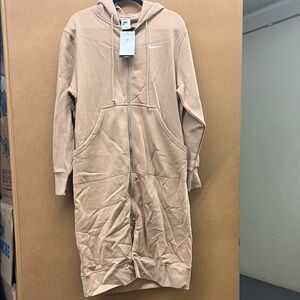 Nike Women's Beige Longline Hoodie Jacket